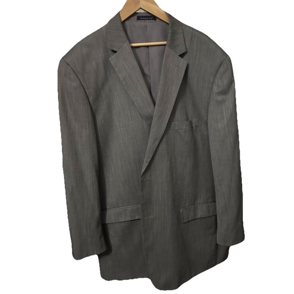 Giovanni Testi 2 Piece SuitJacket 54 Long Pants 48x29 Gray Poly Viscose Blend